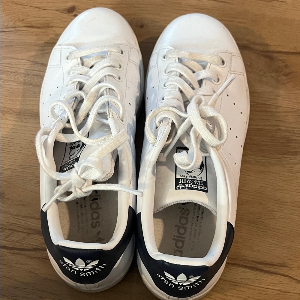 Adidas Stan Smith White and Navy Sneakers